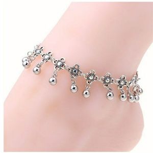 3/$25  Boho flower gypsy silver ankle w/ danglings